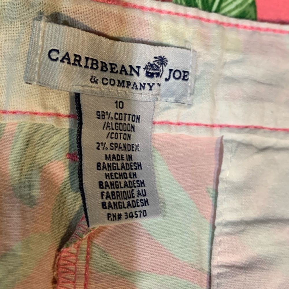 Caribbean Joe Women's Tropical Print Shorts - Coral and Green - Picture 3 of 11